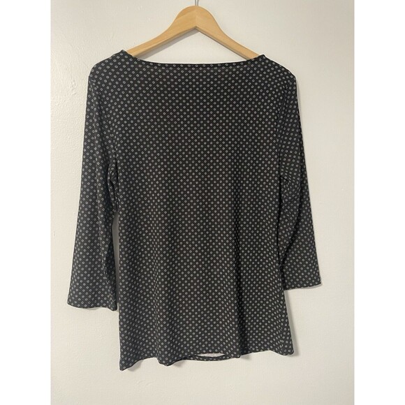 Talbots Polyester Spandex Stretch Knit Tunic Top Career Shirt Ruched M 3/4 Sleev - Picture 2 of 7